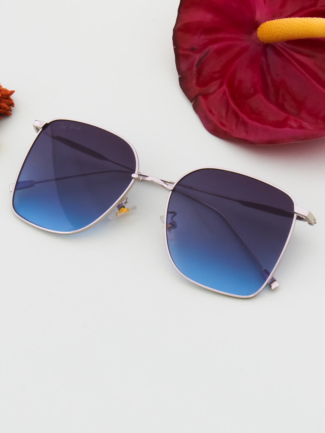 

Ted Smith Unisex Blue Lens & Silver-Toned Square Sunglasses JEWELME_C3