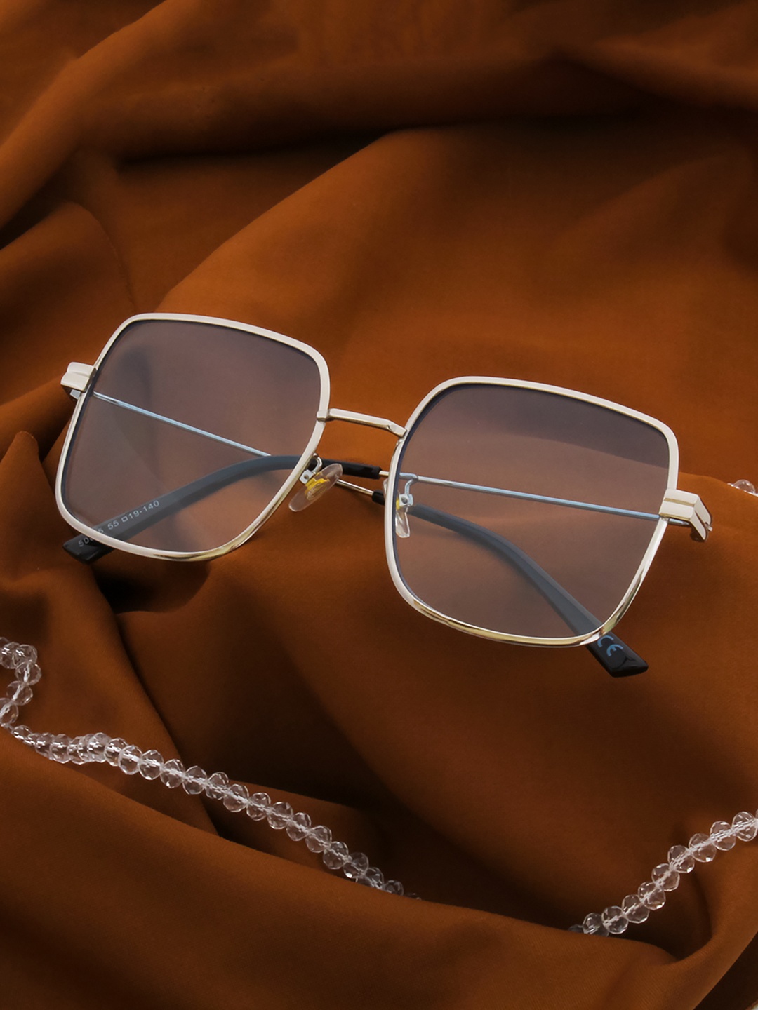 

Ted Smith Unisex Blue Lens & Silver-Toned Square UV Protected Sunglasses TSQUARE_C4