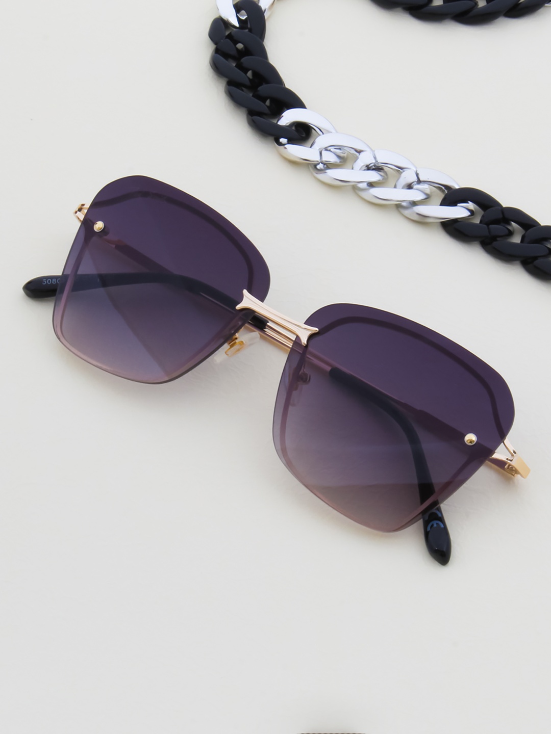 

Ted Smith Unisex Grey Lens & Gold-Toned Square Sunglasses with UV Protected Lens