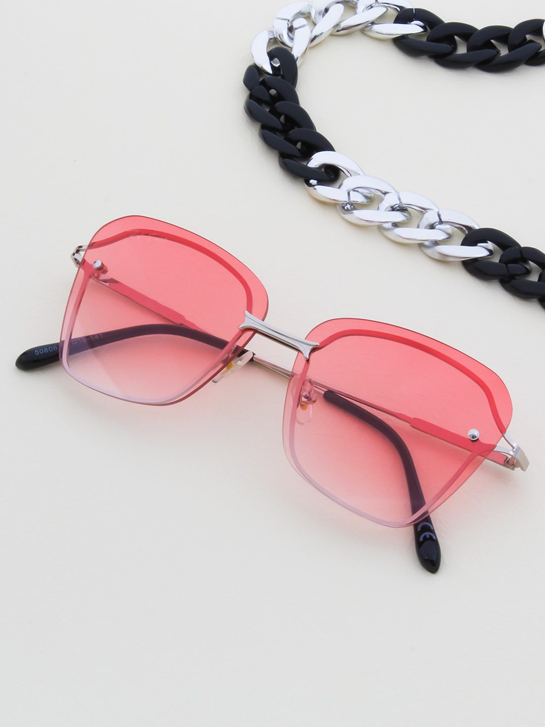 

Ted Smith Unisex Pink Lens & Silver-Toned Square Sunglasses - FLAIR_C3