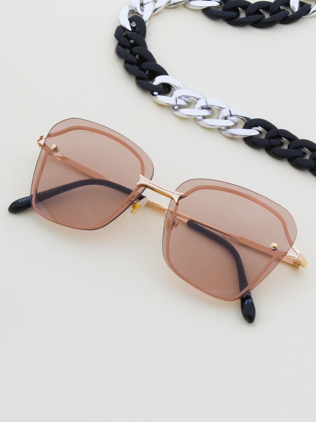

Ted Smith Unisex Brown Lens & Gold-Toned Square Sunglasses with UV Protected Lens