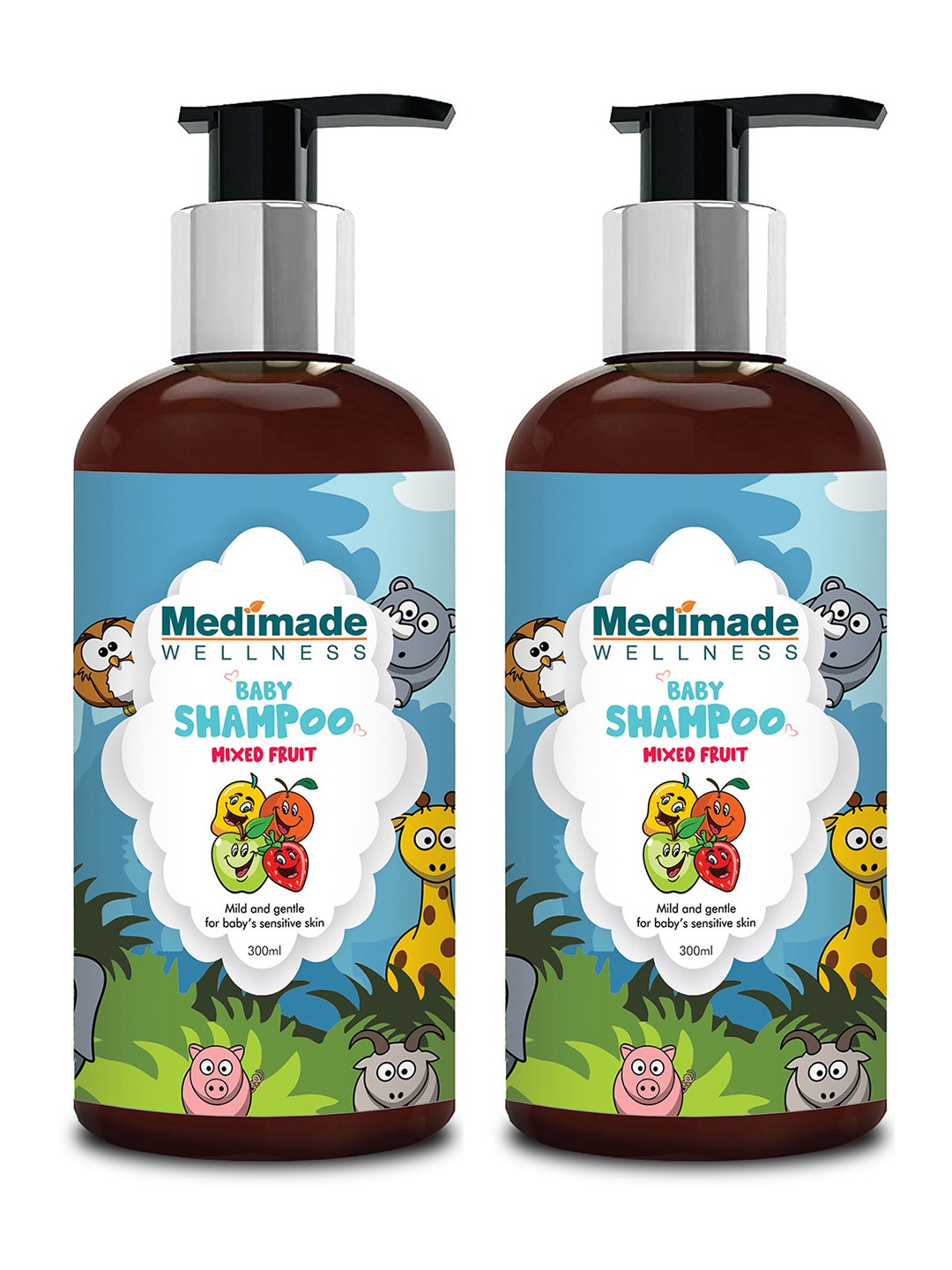 

Medimade Baby Shampoo Mixed Fruit Combo 600 ml, Transparent