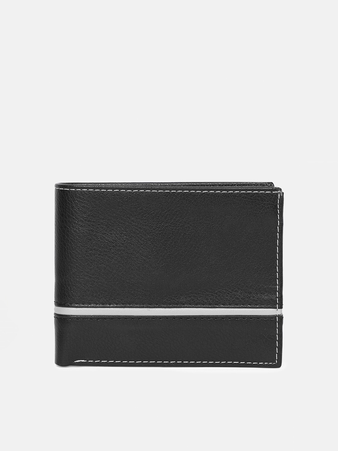 

SAMTROH Men Black & White Striped PU Two Fold Wallet