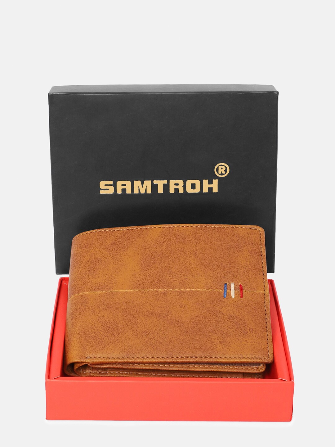 

SAMTROH Men Mustard Textured PU Two Fold Wallet