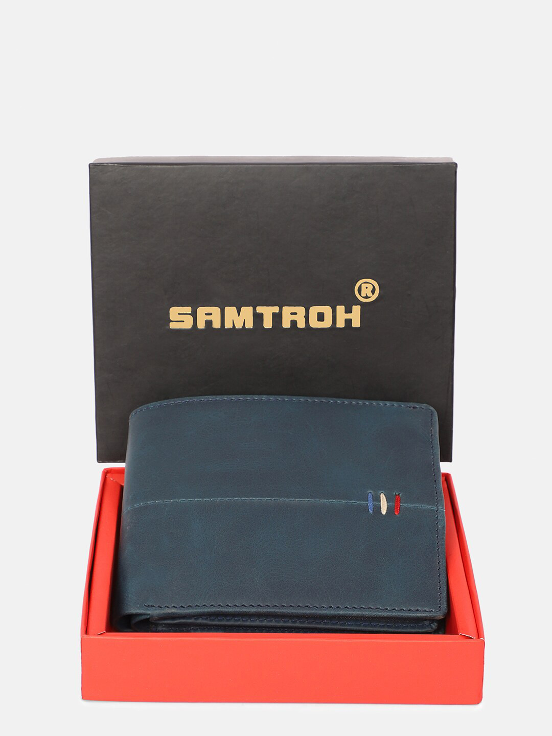 

SAMTROH Men Blue Textured PU Two Fold Wallet
