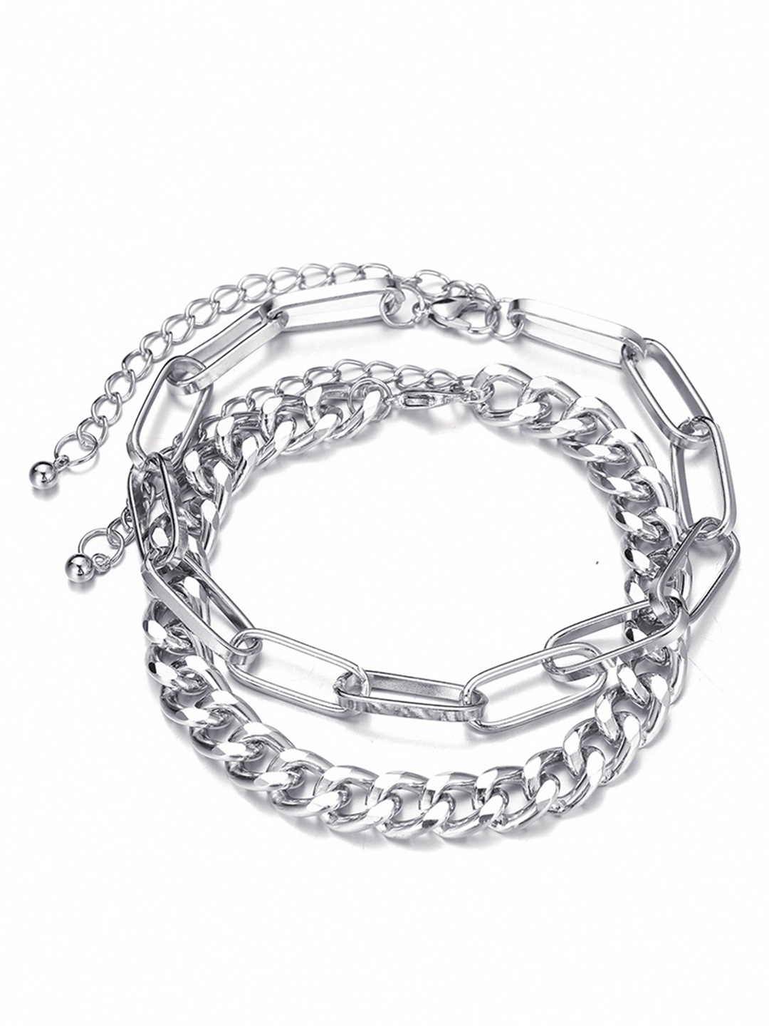

URBANIC Women Set of 2 Silver-Toned Anklets