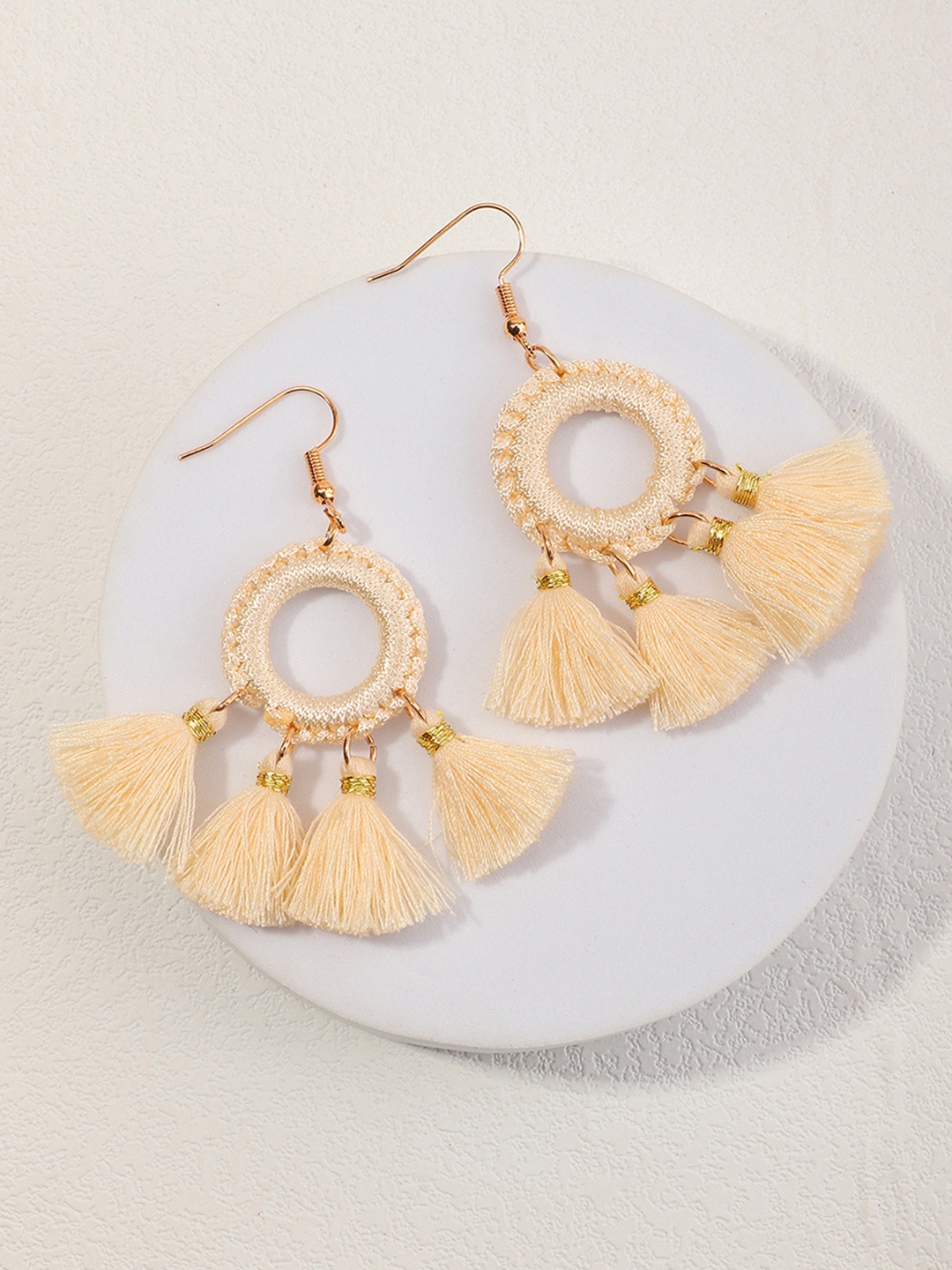 

URBANIC Beige Circular Drop Earrings