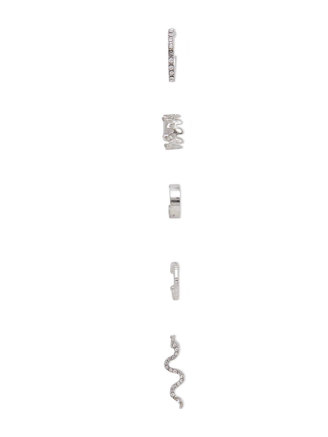 

URBANIC Silver-Toned Circular Ear Cuff Earrings