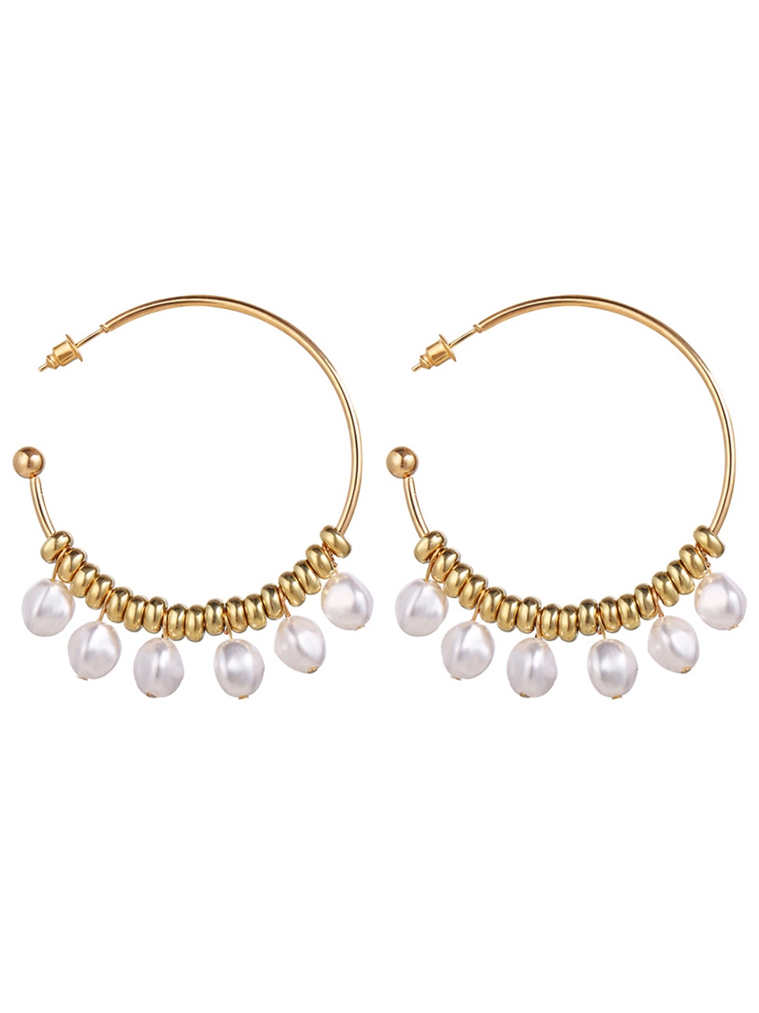 

URBANIC Gold-Toned Circular Half Hoop Earrings