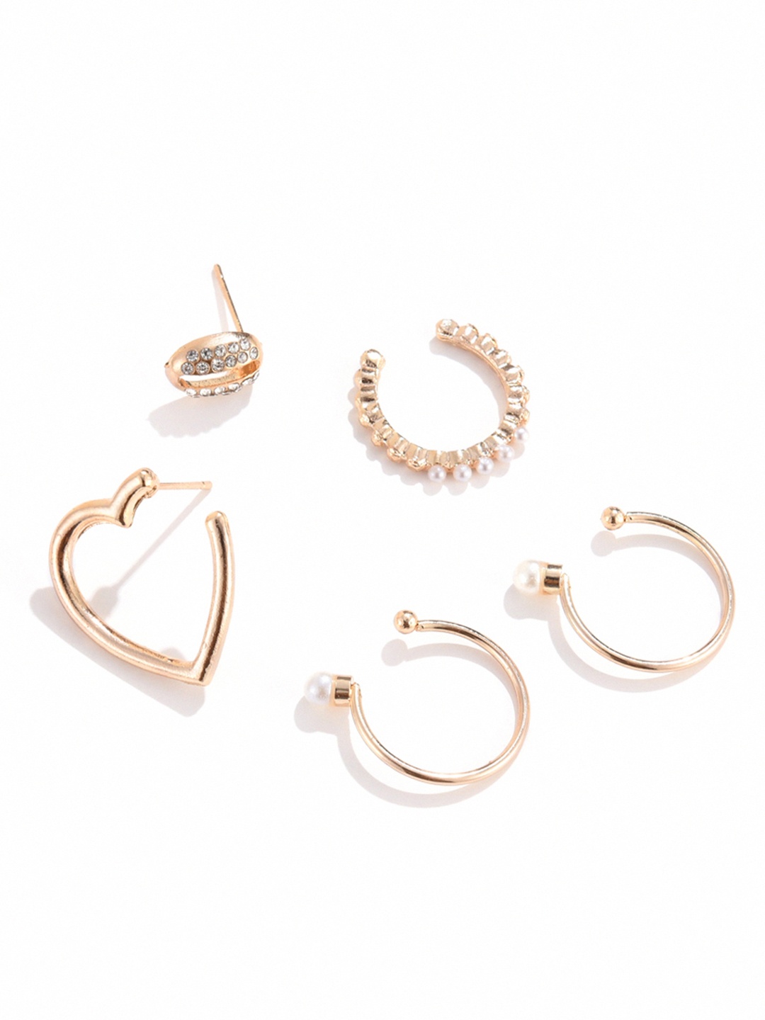 

URBANIC Gold-Toned & White Geometric Studs Earrings