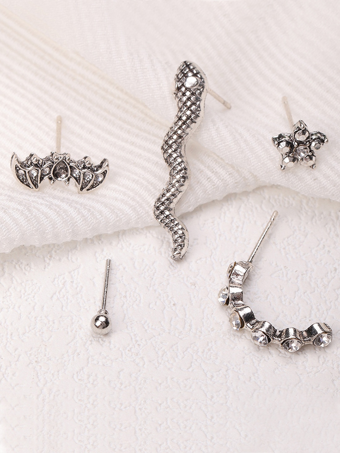 

URBANIC Silver-Toned Geometric Studs Earrings