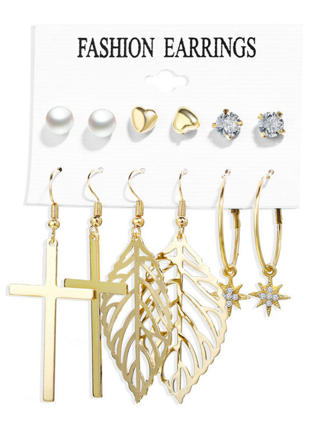 

URBANIC Gold-Toned & White Geometric Studs Earrings