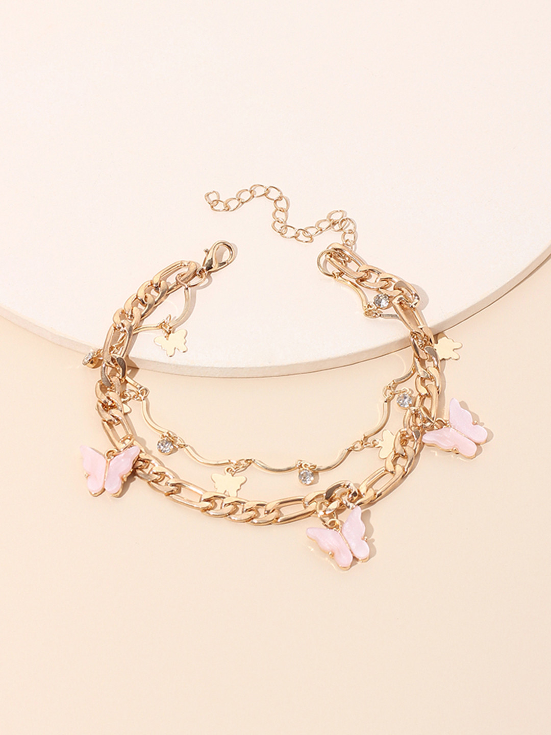 

URBANIC Women Pink & Golden Enamelled Anklet