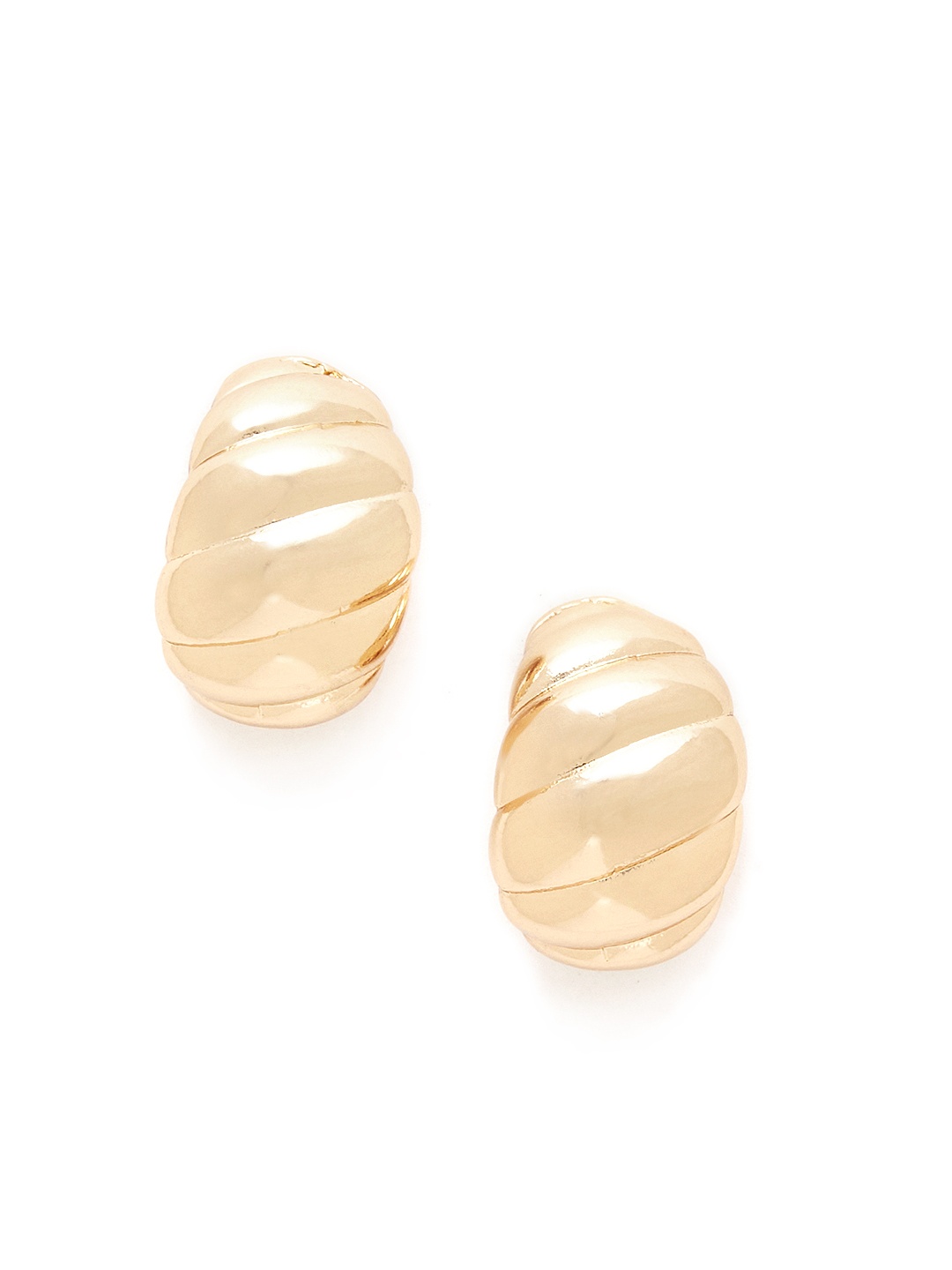 

URBANIC Gold-Toned Textured Crescent Shaped Huggie Half Hoop Earrings
