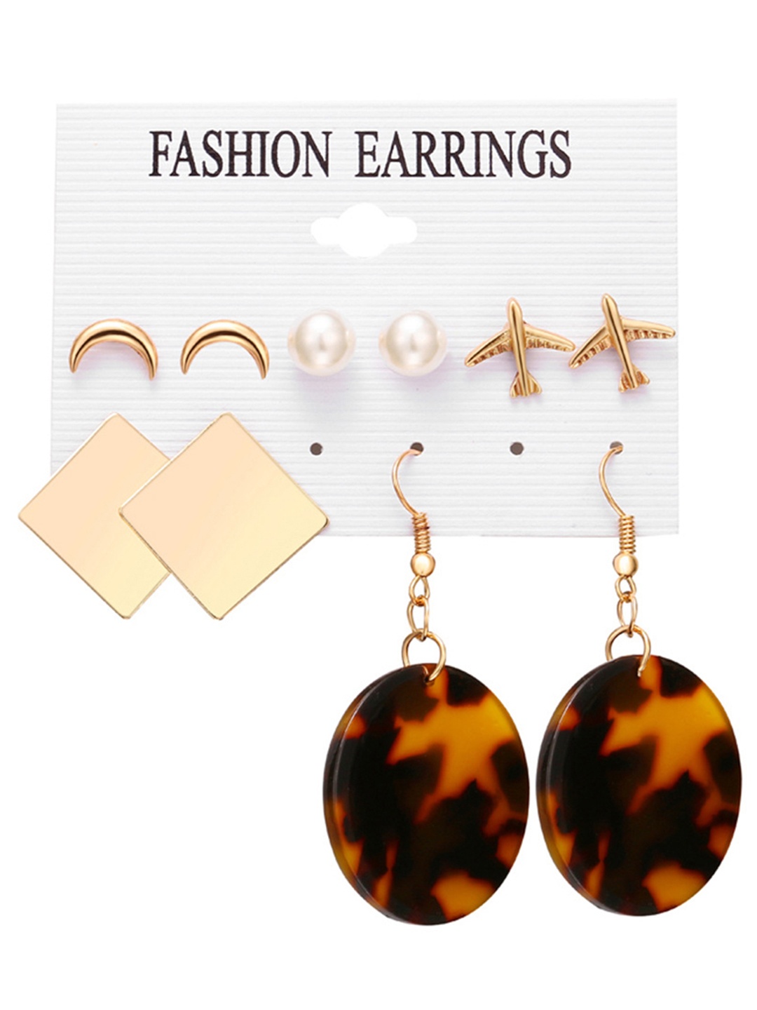 

URBANIC Gold-Toned & Black Contemporary Studs Earrings