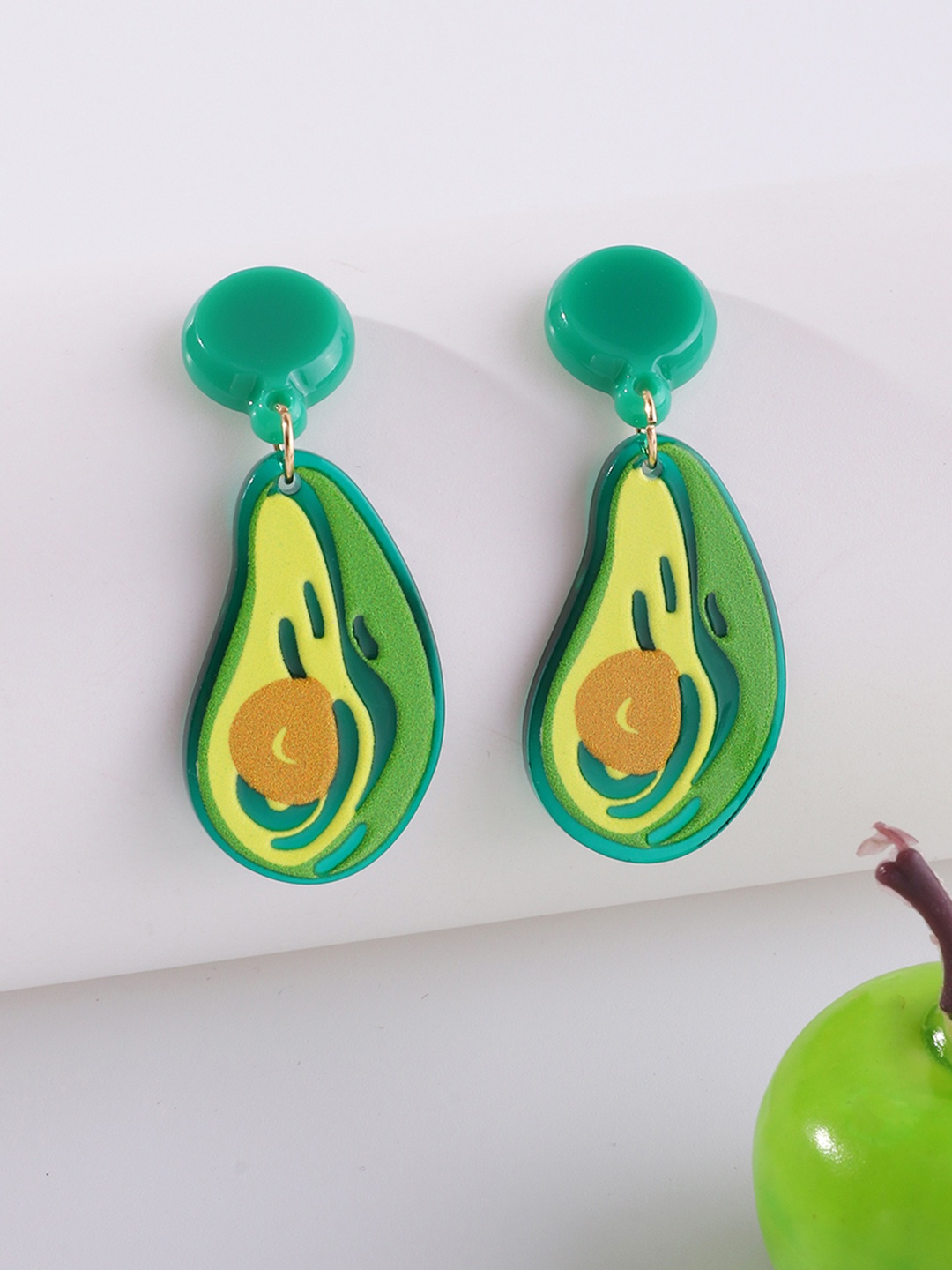 

URBANIC Green Avocado Shaped Drop Earrings