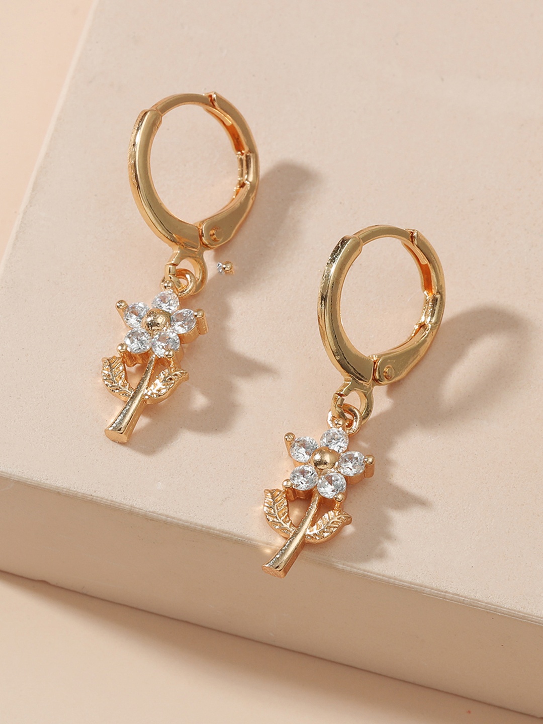 

URBANIC Gold-Toned Circular Drop Earrings