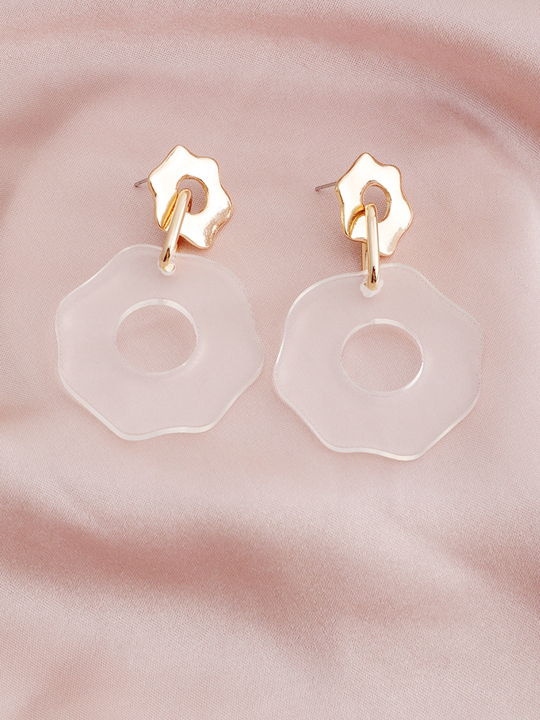 

URBANIC Gold-Toned Floral Drop Earrings