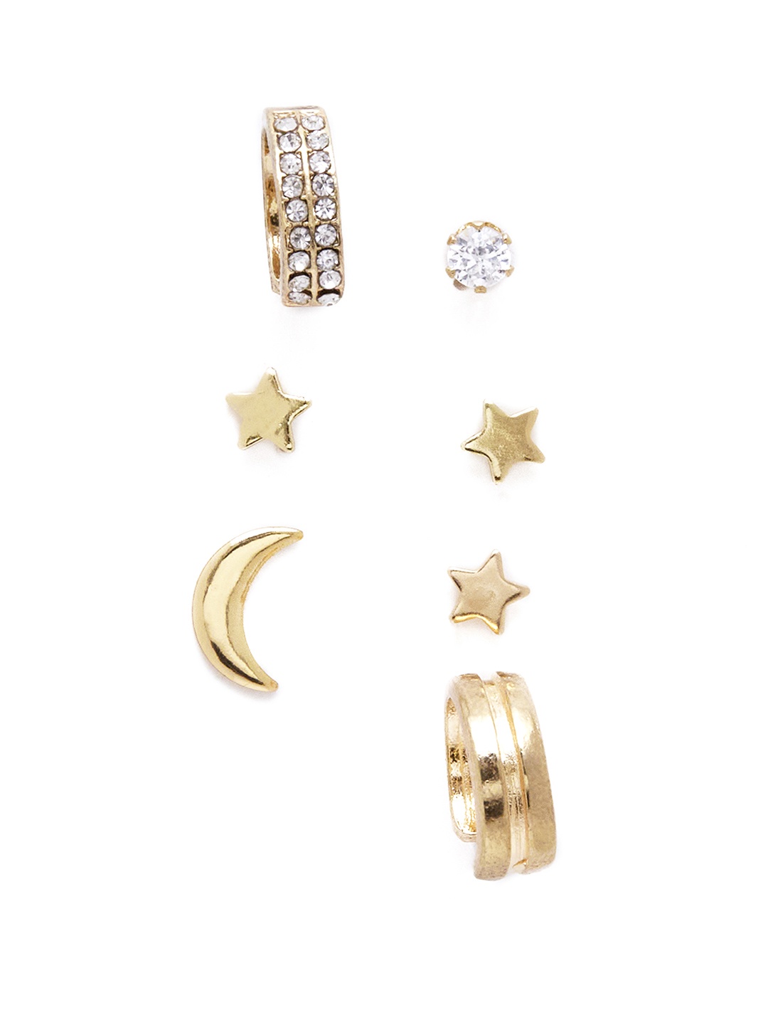 

URBANIC Women Pack of 7 Gold-Toned Star Shaped Studs Earrings