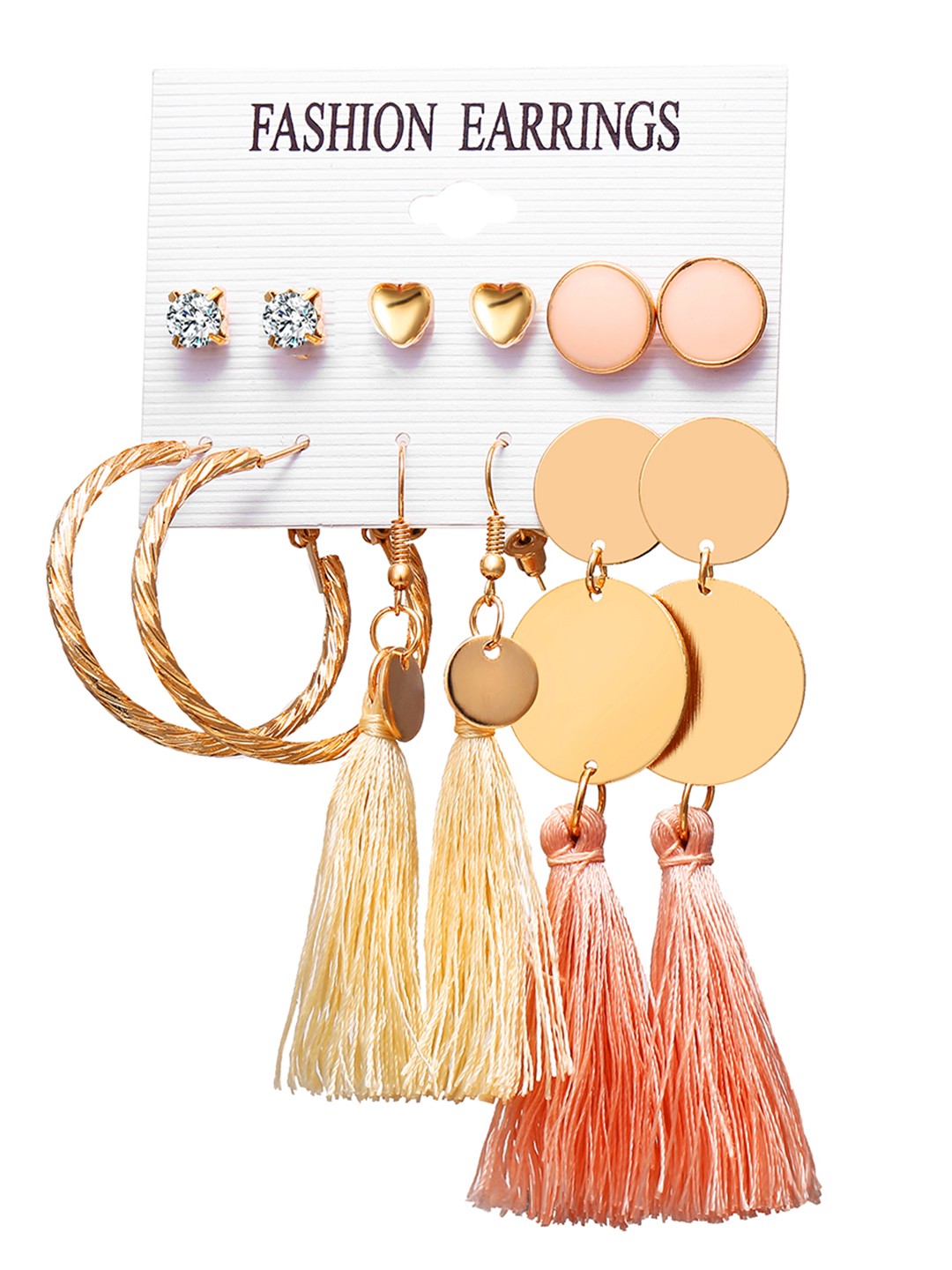 

URBANIC Gold-Toned & Pink Geometric Drop Earrings