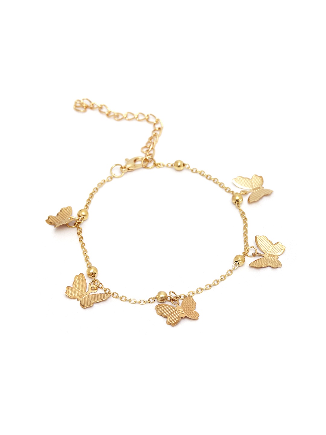 

URBANIC Gold-Toned Linked Chain Anklet With Butterfly Charms