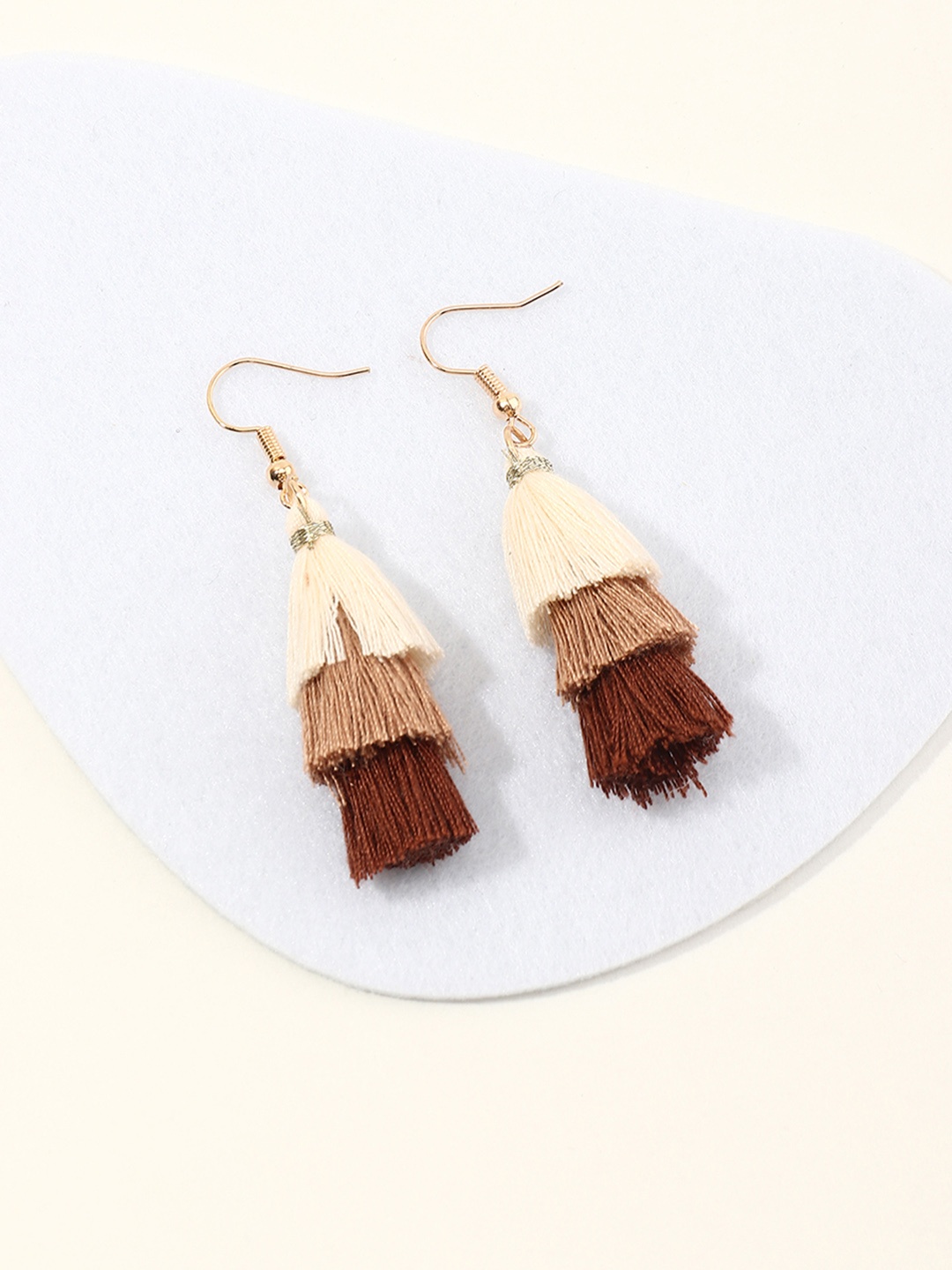 

URBANIC Coffee Brown & Beige Quirky Drop Earrings