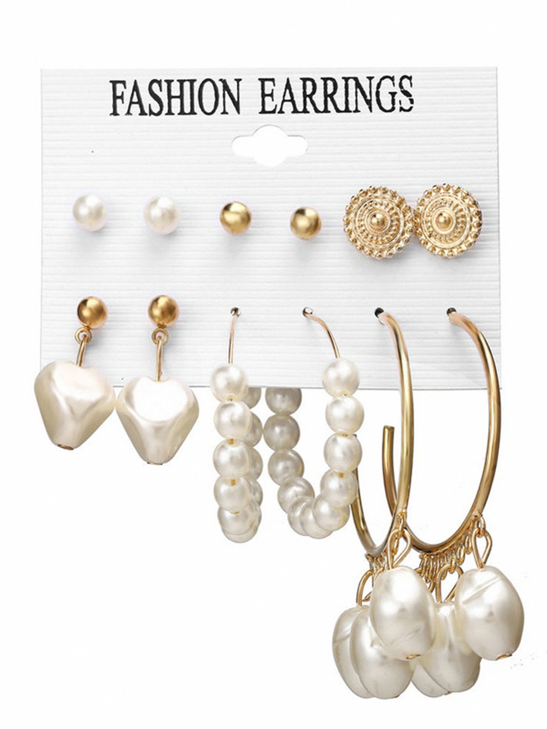 

URBANIC White & Gold-Toned Contemporary Studs Earrings