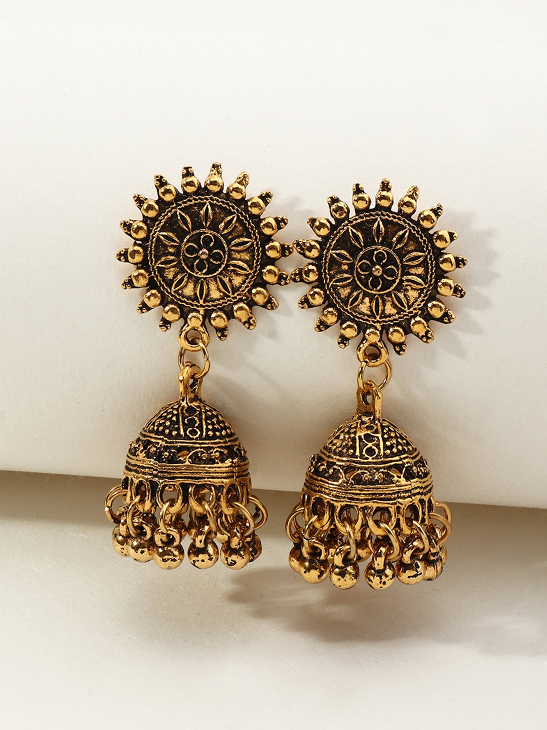 

URBANIC Gold-Toned Teardrop Shaped Jhumkas Earrings
