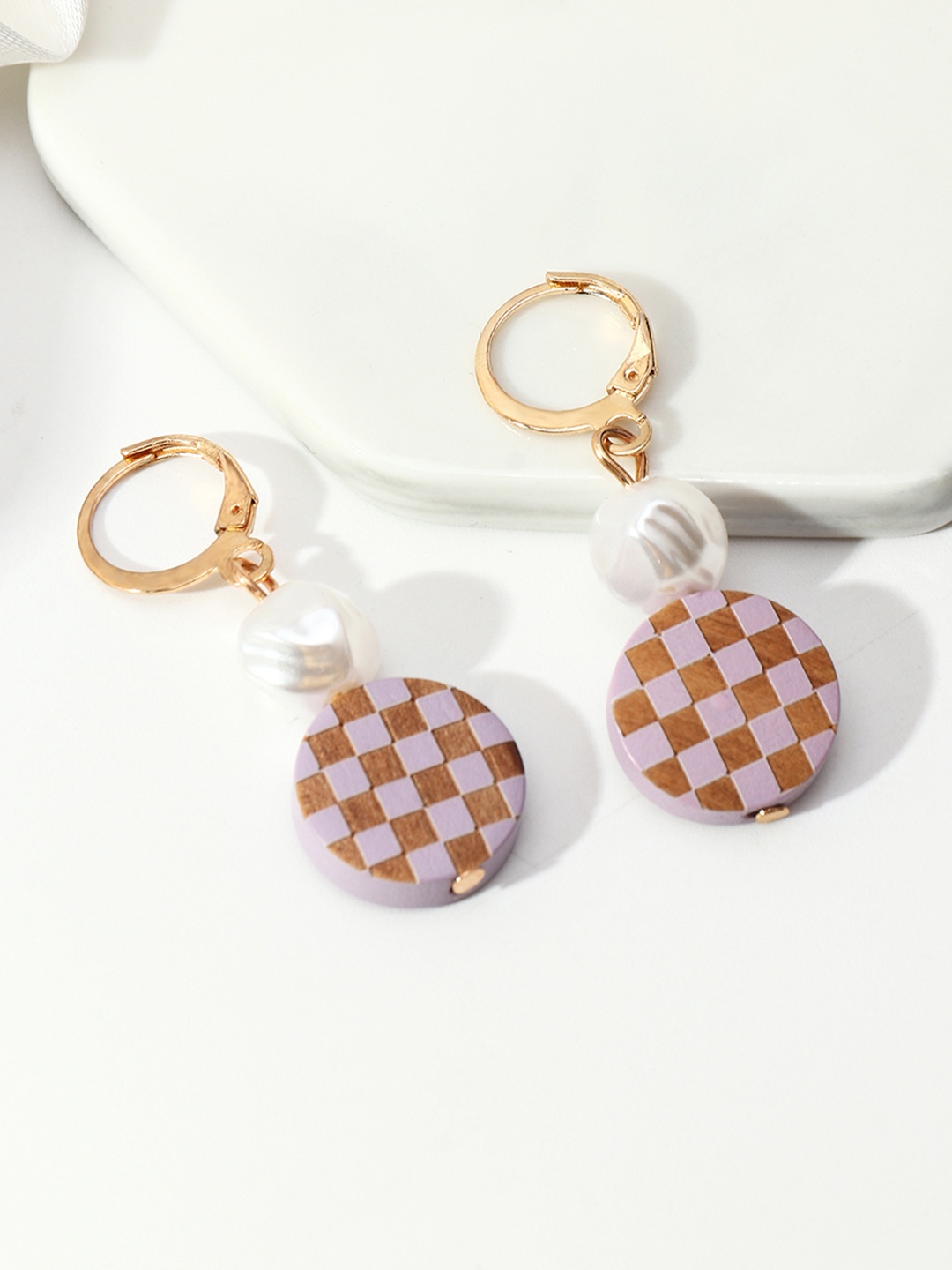 

URBANIC Gold-Toned Circular Drop Earrings