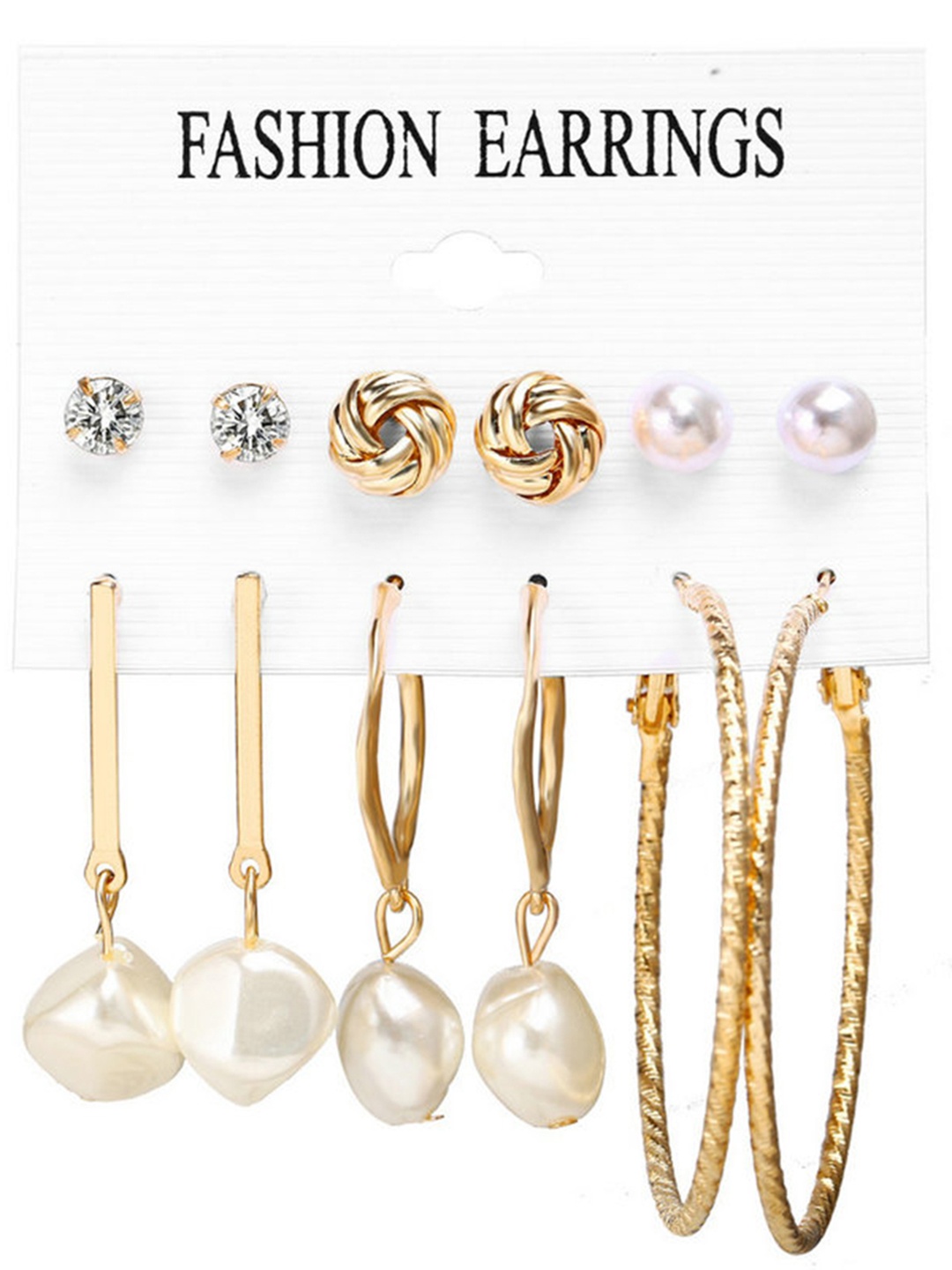 

URBANIC Gold-Toned & White Geometric Studs Earrings