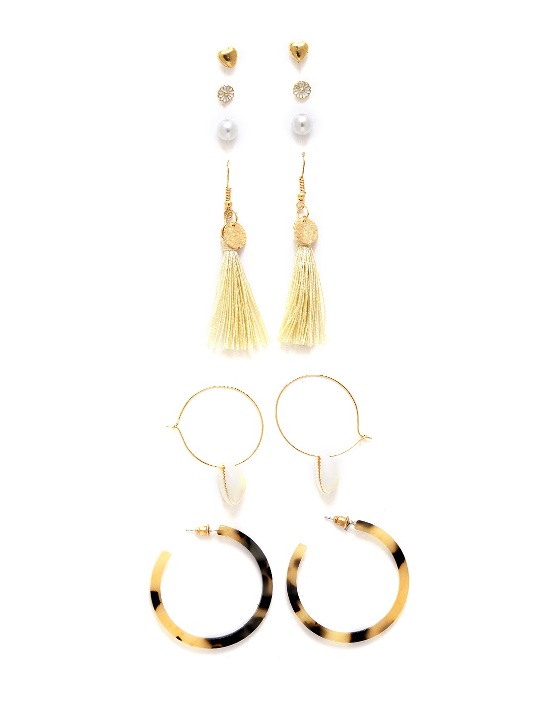 

URBANIC Set of 6 Earrings, Gold