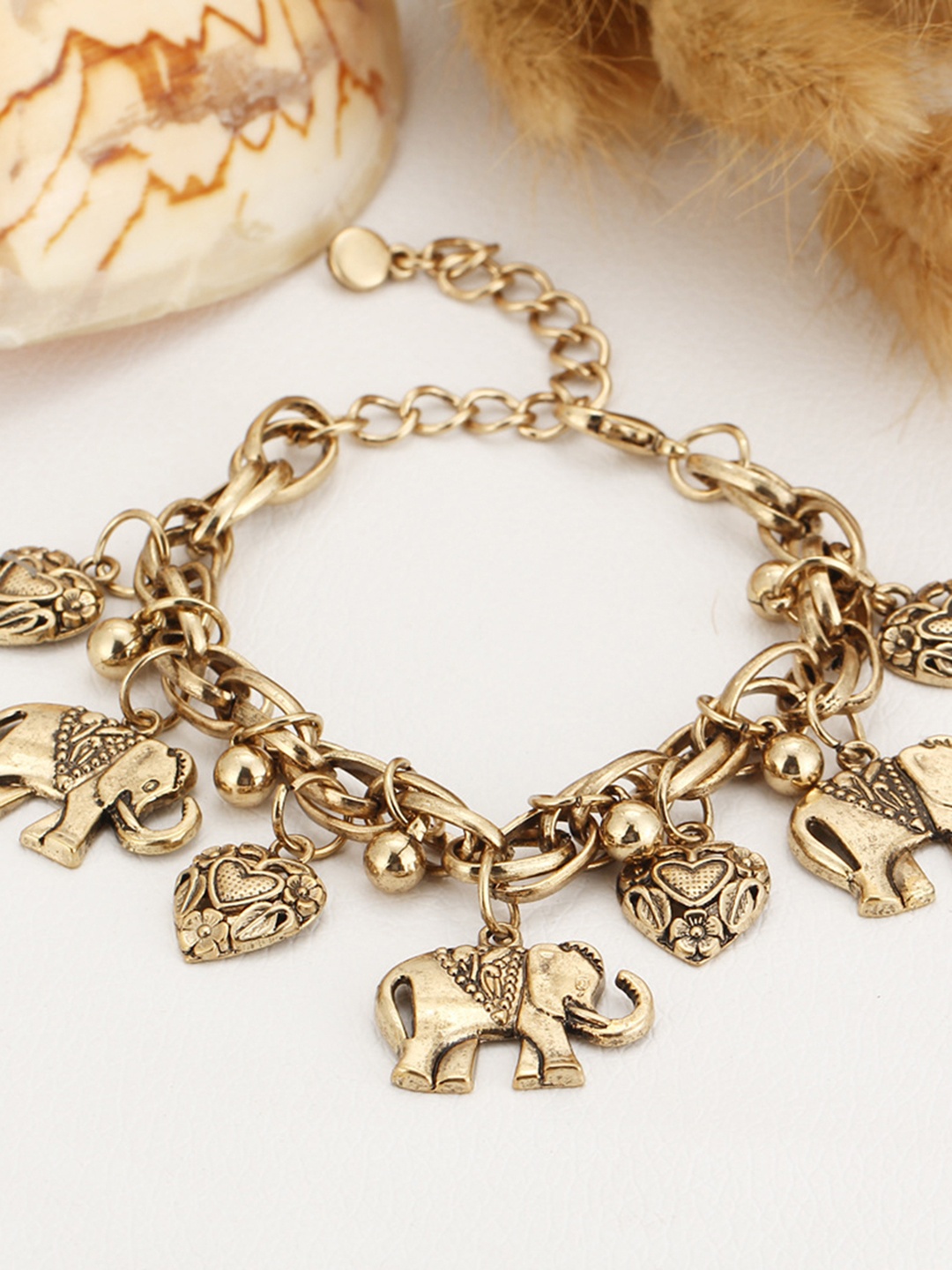 

URBANIC Women Gold-Plated Oxidized Anklet