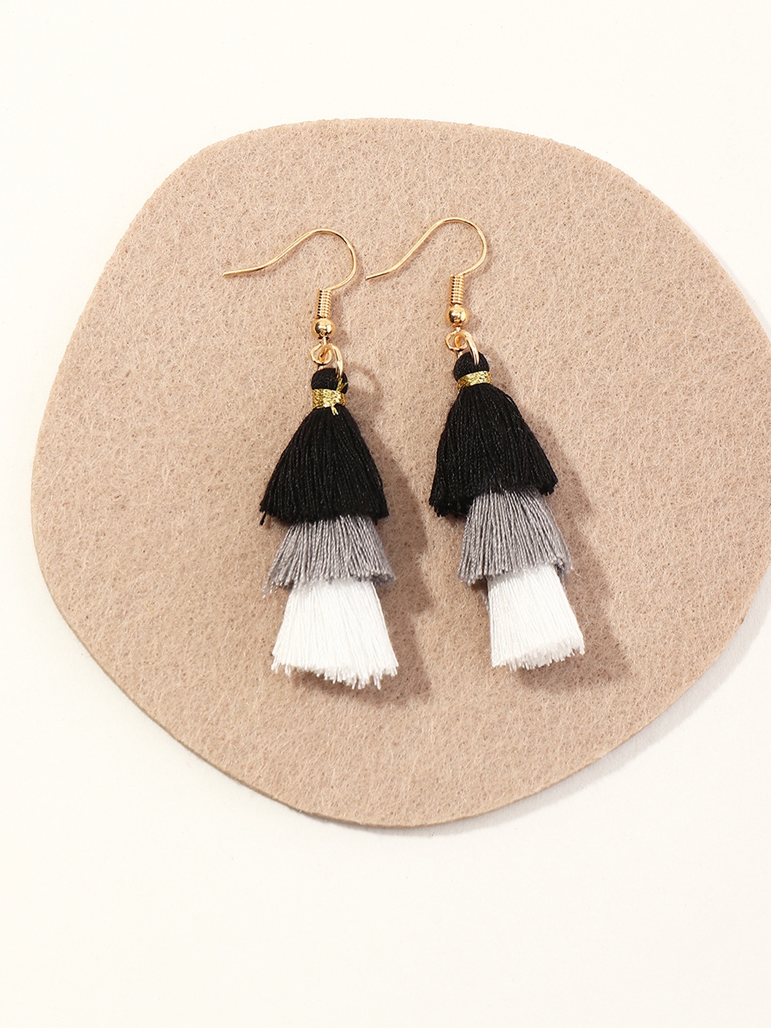 

URBANIC Black & White Dome Shaped Drop Earrings