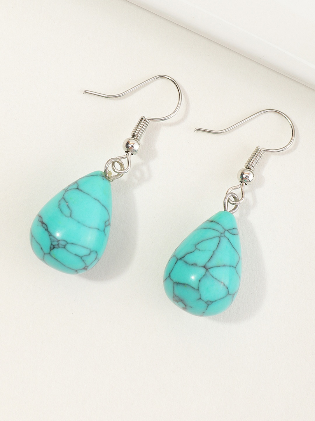 

URBANIC Turquoise Blue Teardrop Shaped Drop Earrings