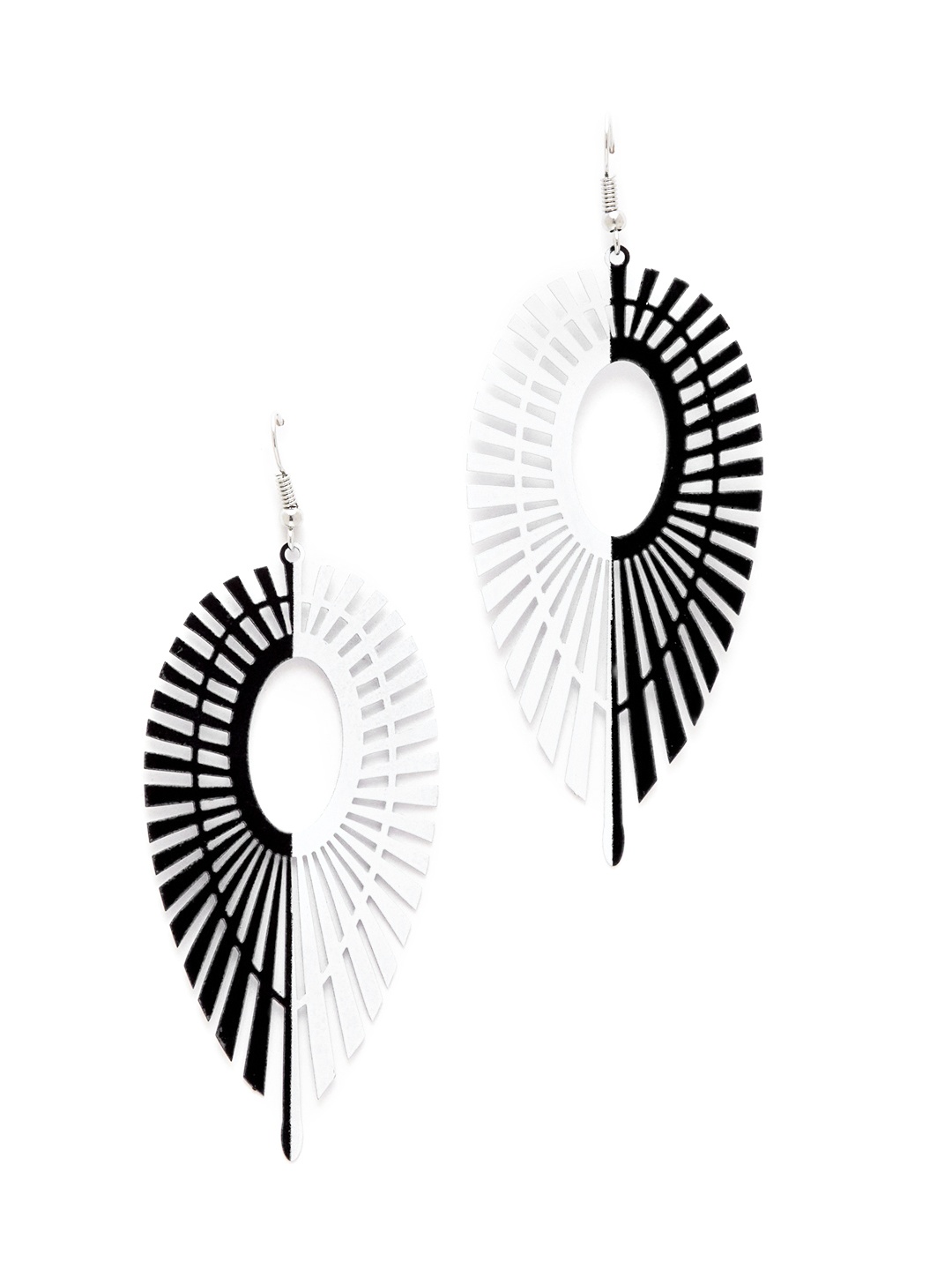 

URBANIC Black & White Oval Drop Earrings