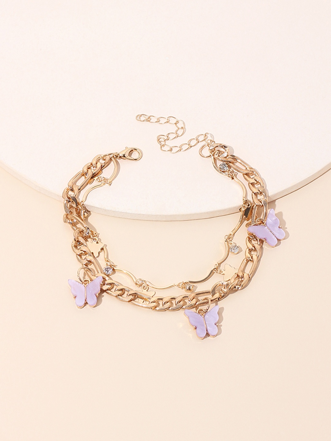 

URBANIC Women Lavender & Gold-Plated Enamelled Anklet