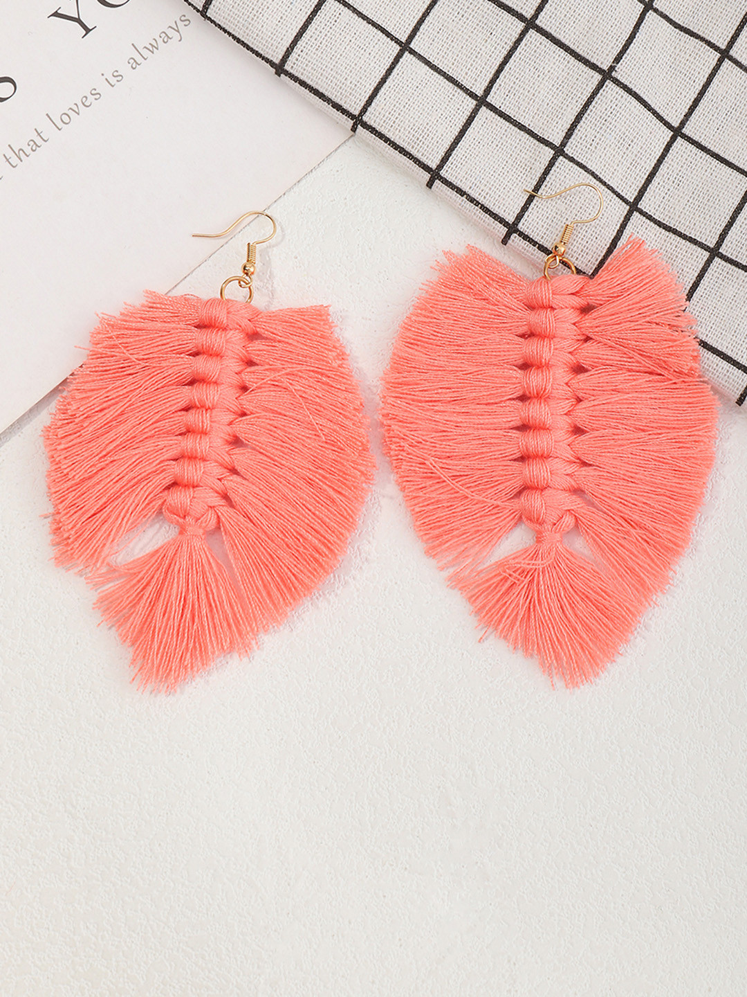 

URBANIC Pink Oval Drop Earrings