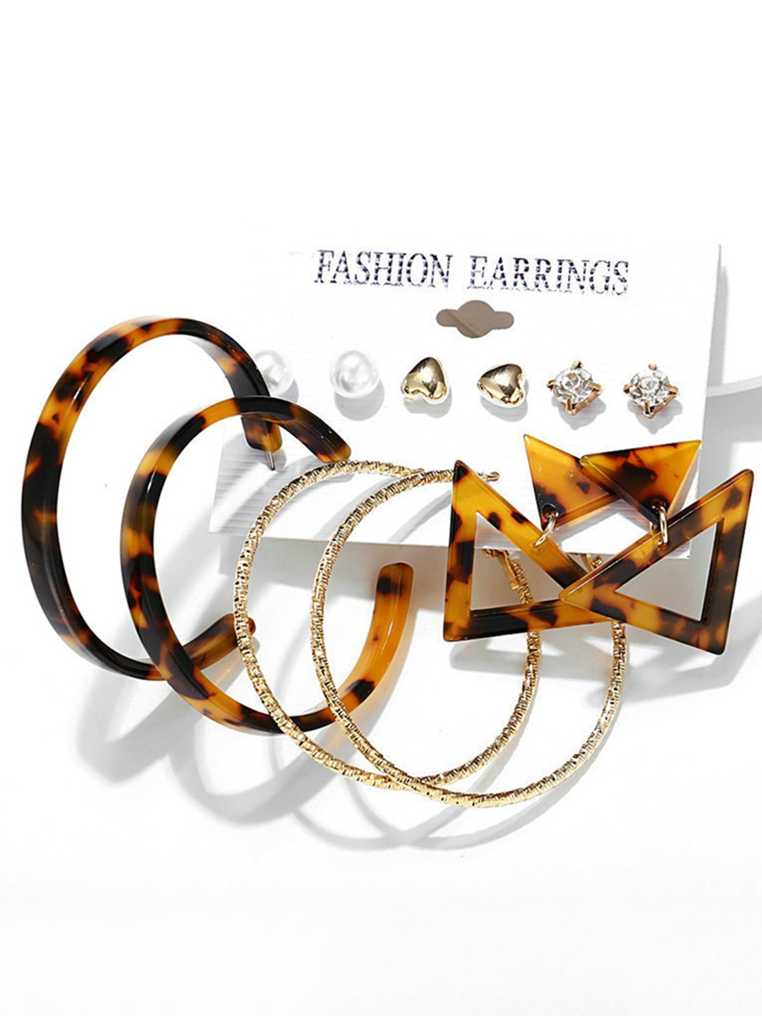 

URBANIC Black & Orange Geometric Studs Earrings