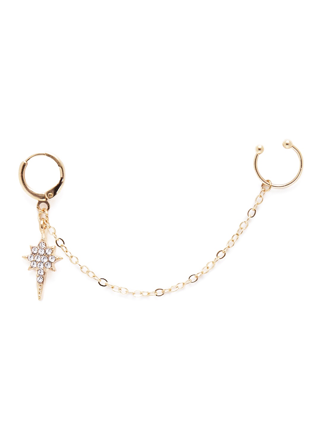 

URBANIC Gold-Toned Contemporary Stone Studded Ear Cuff Earrings