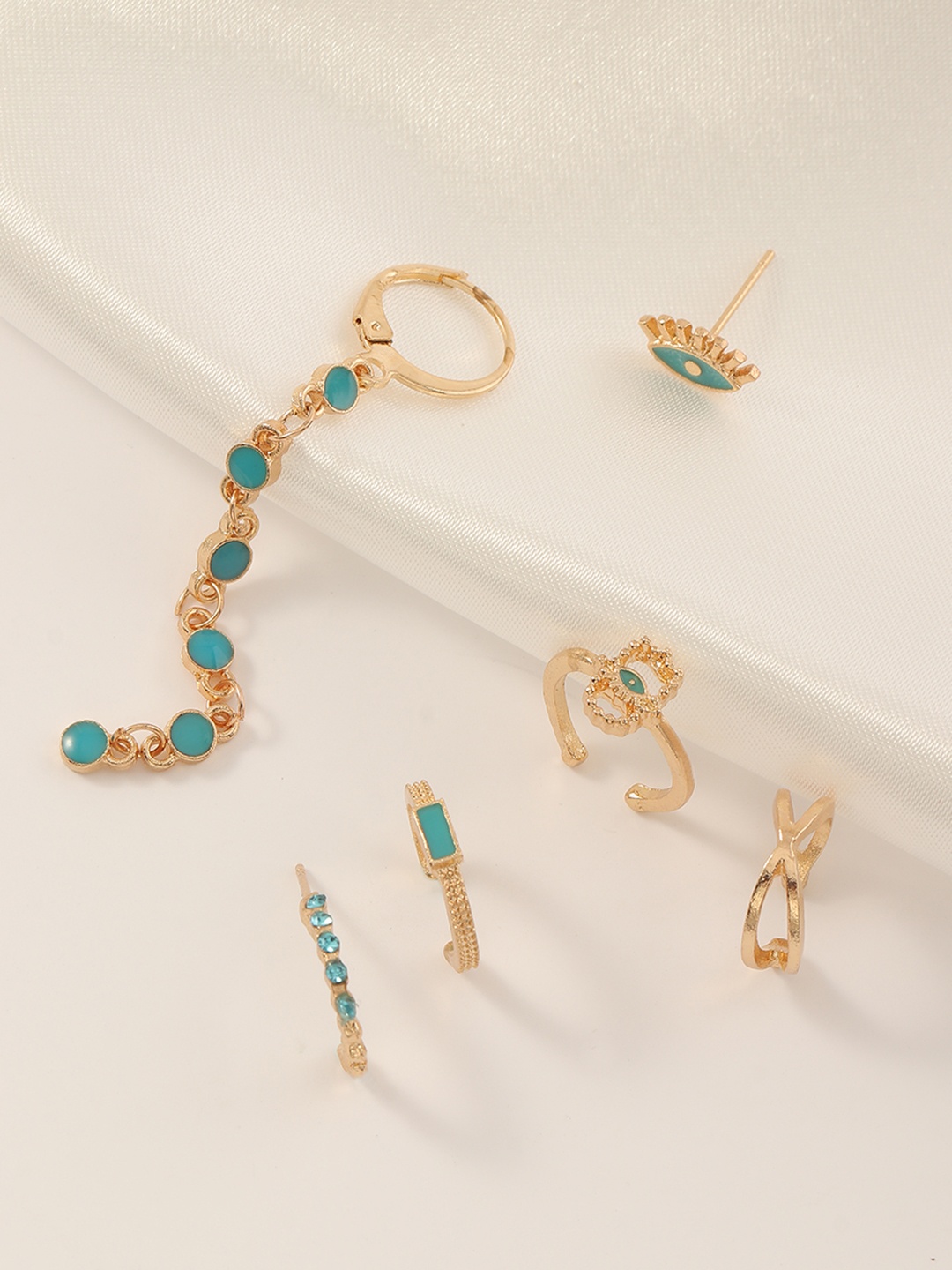 

URBANIC Gold-Toned & Blue Contemporary Studs Earrings