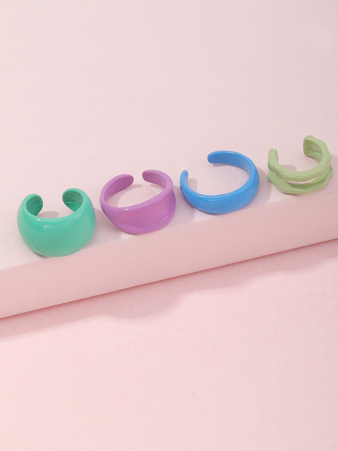

URBANIC Multicoloured Set Of 4 Circular Ear Cuff Earrings, Multi