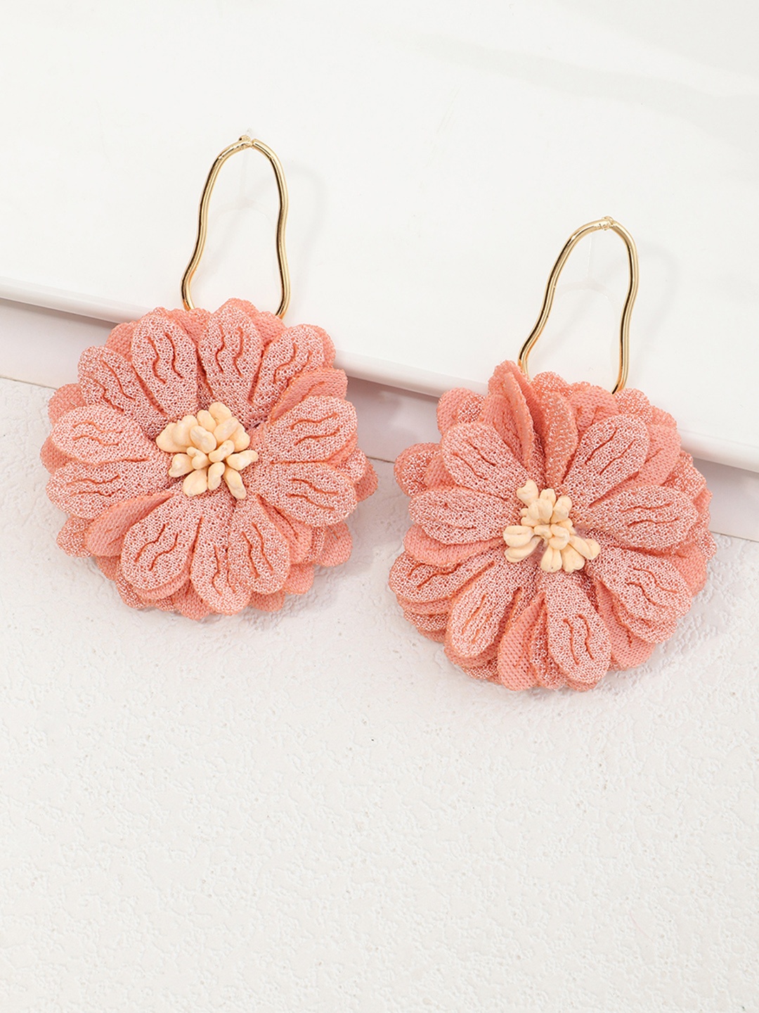 

URBANIC Pink Circular Drop Earrings