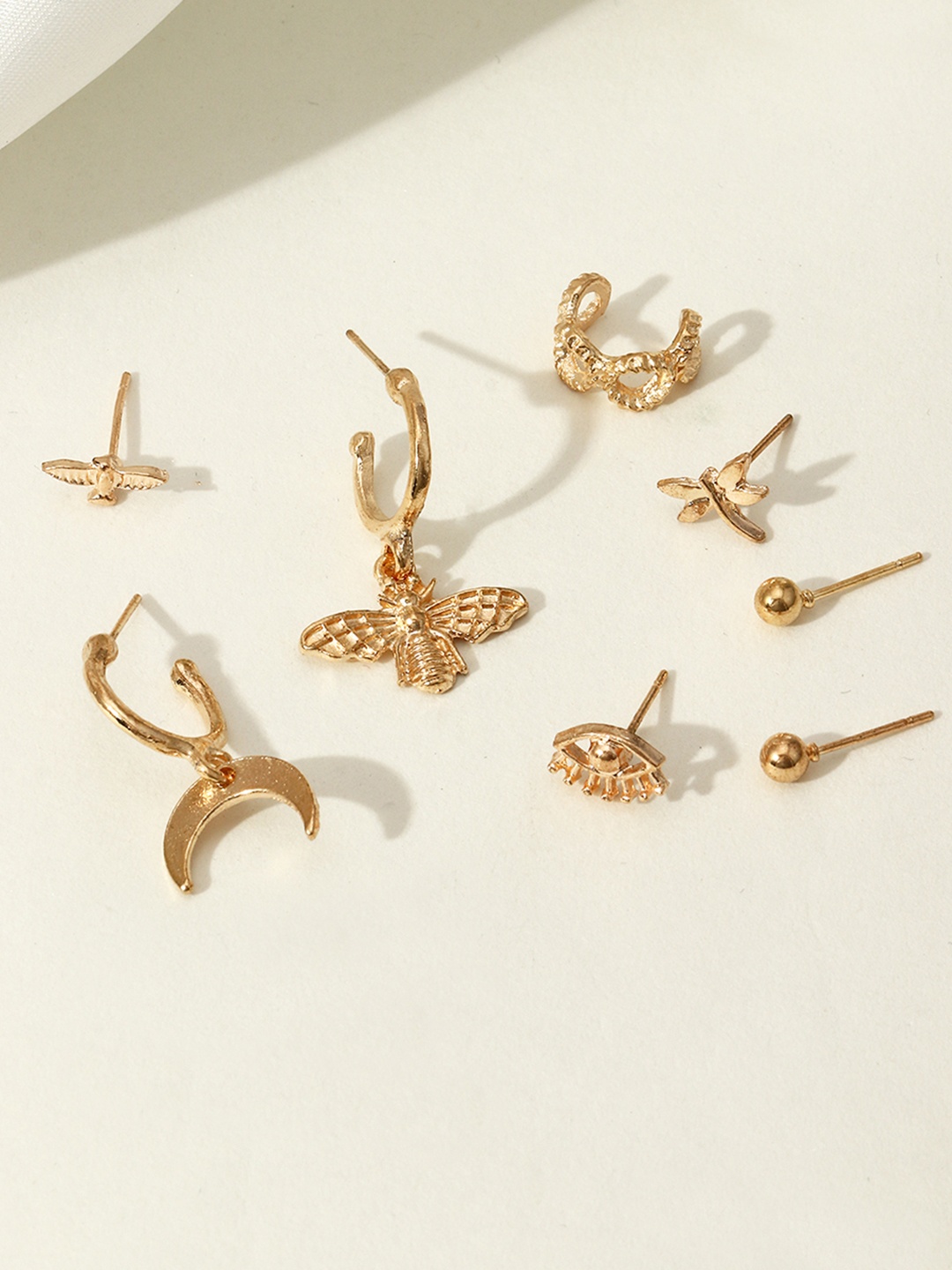 

URBANIC Gold-Toned Set Of 8 Stud Earrings
