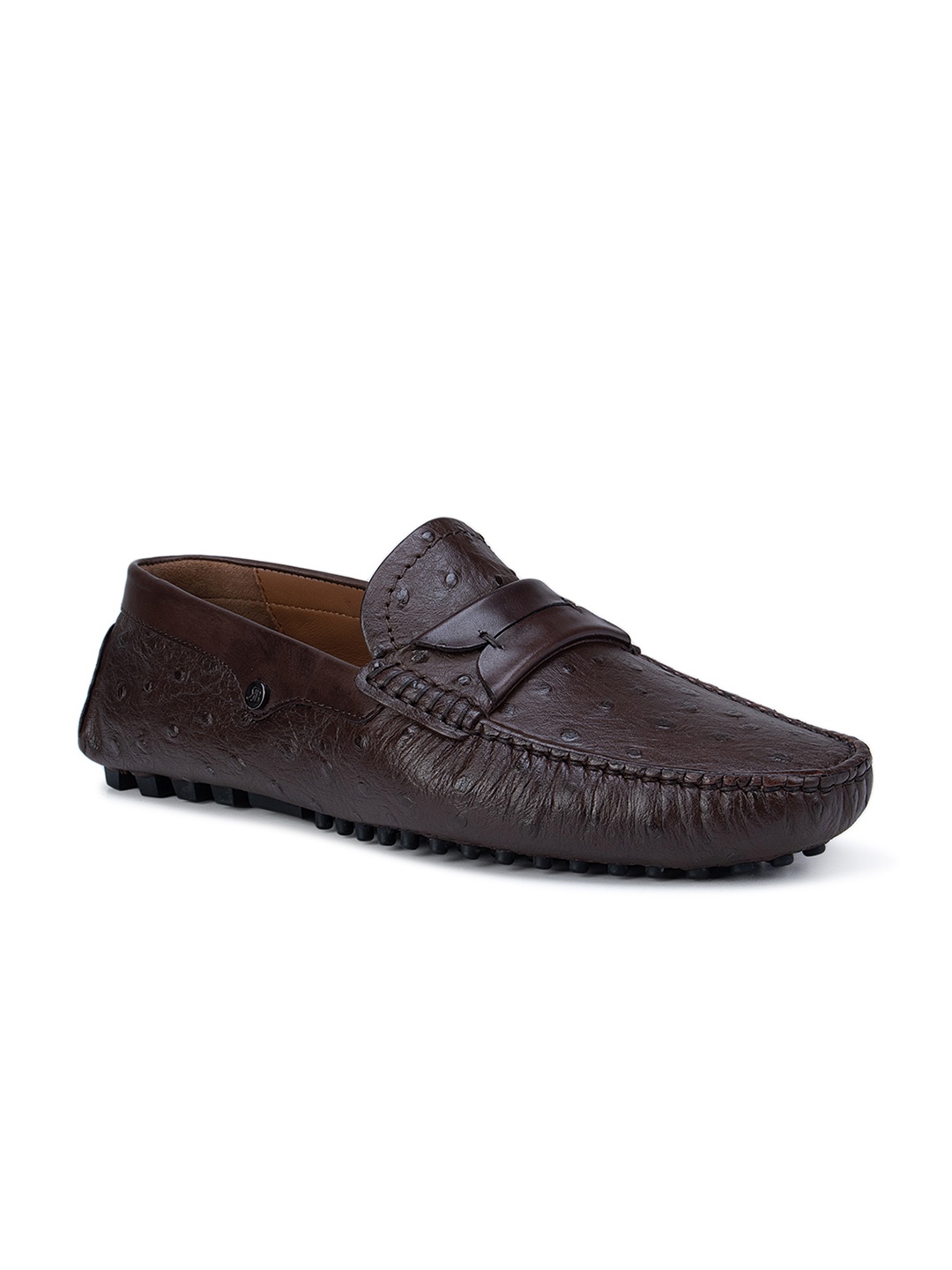 

ROSSO BRUNELLO Men Brown Textured Leather Loafers