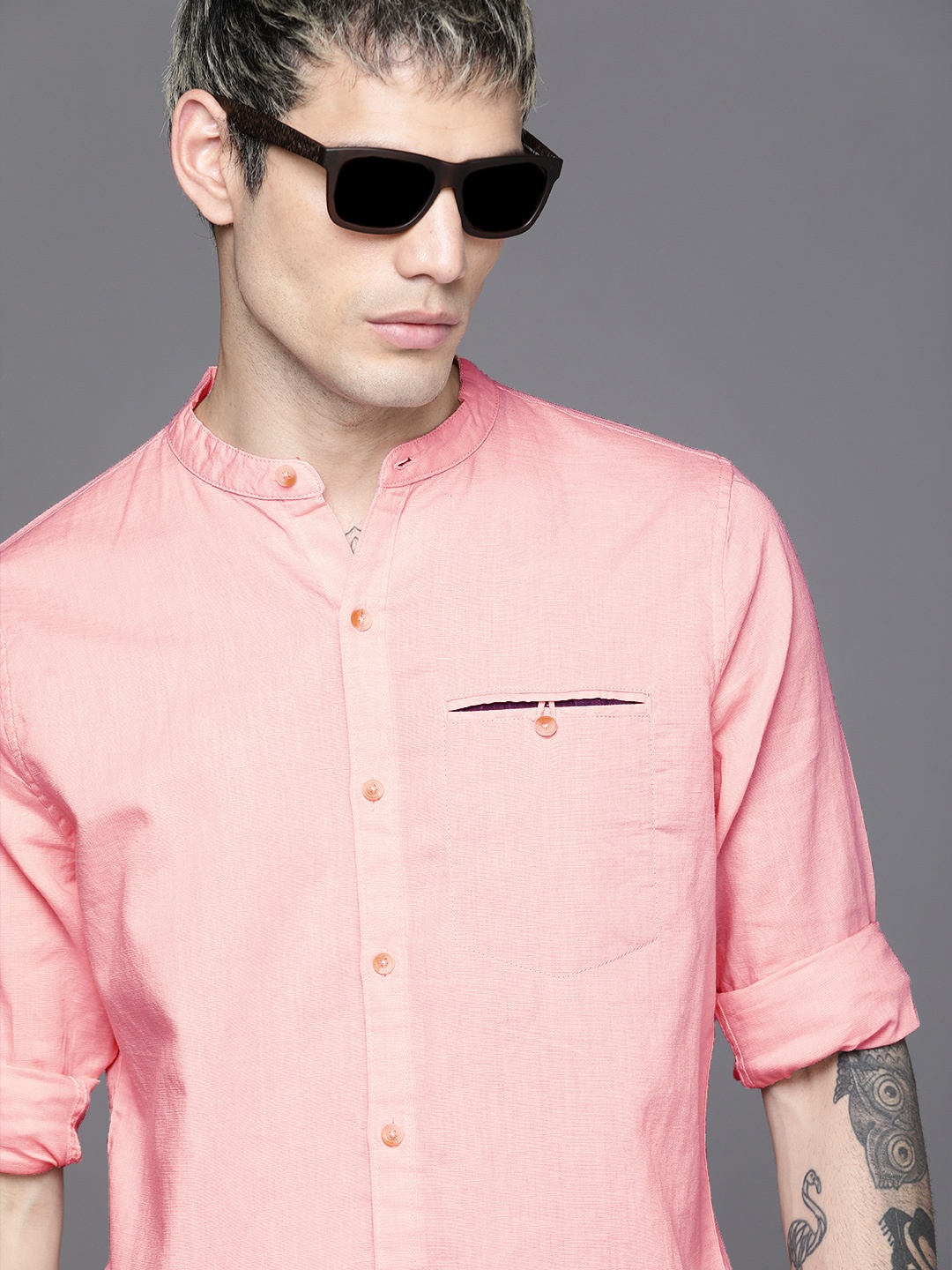 

WROGN Men Pink Slim Fit Casual Shirt