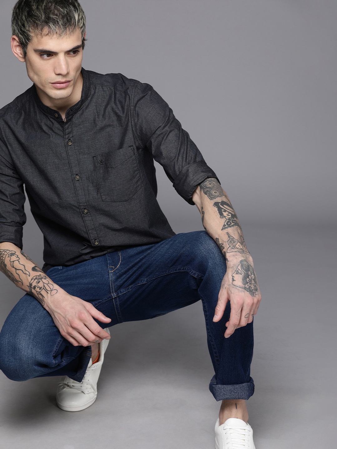 

WROGN Men Black Slim Fit Casual Shirt