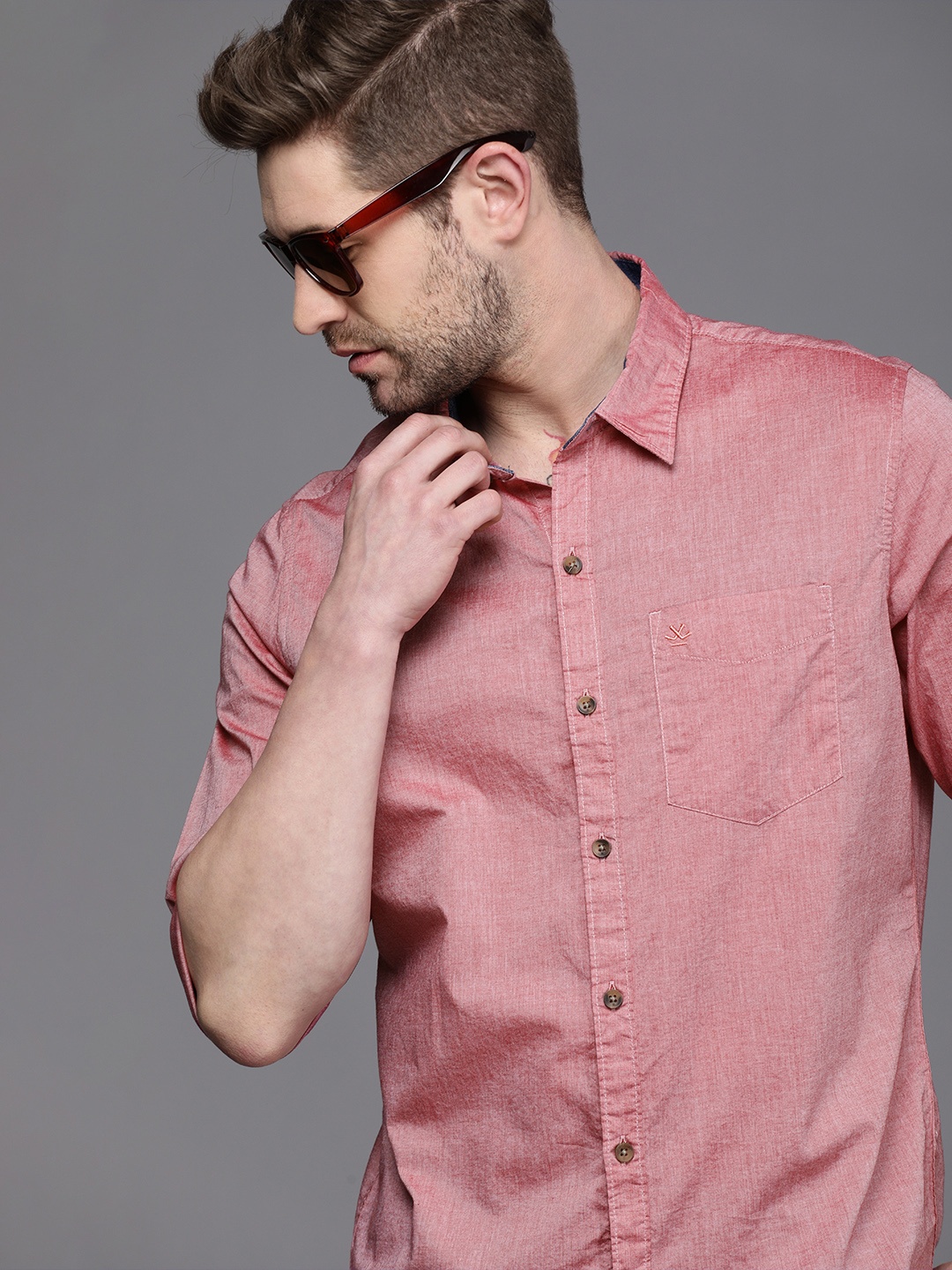 

WROGN Men Pink Slim Fit Opaque Casual Shirt