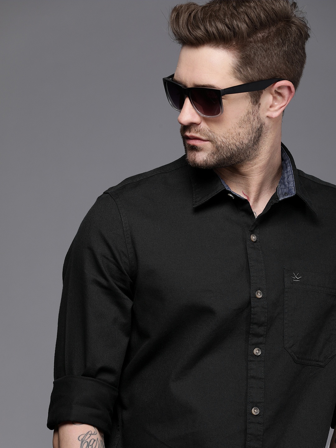 

WROGN Men Black Slim Fit Opaque Casual Shirt