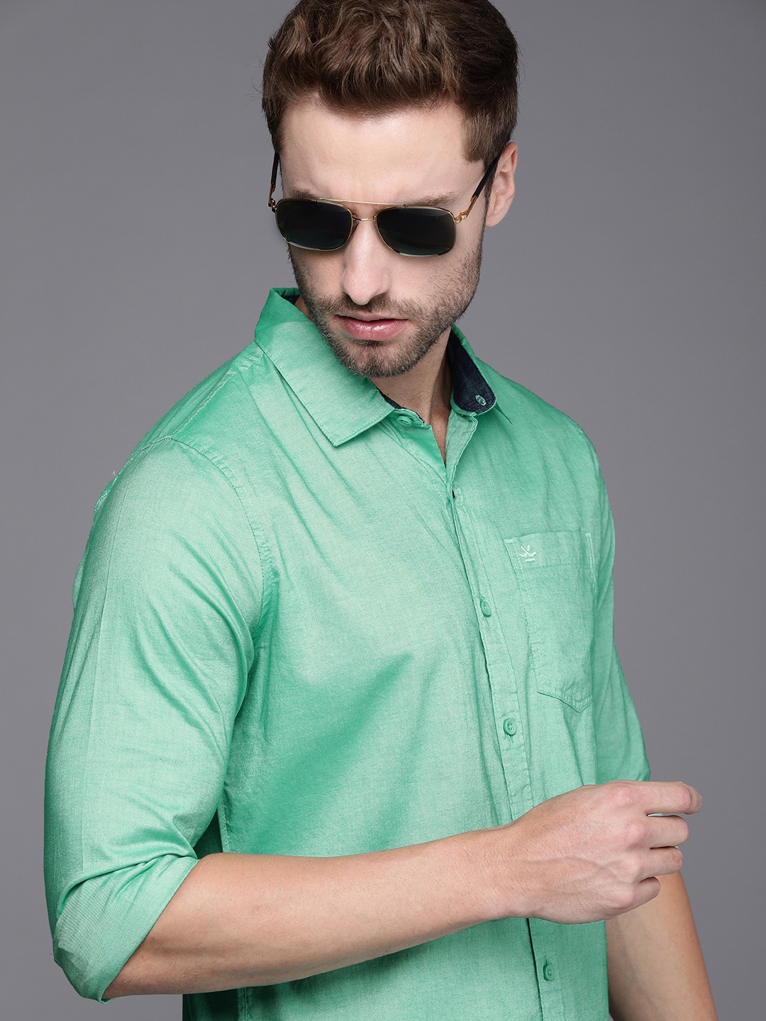 

WROGN Men Green Casual Shirt
