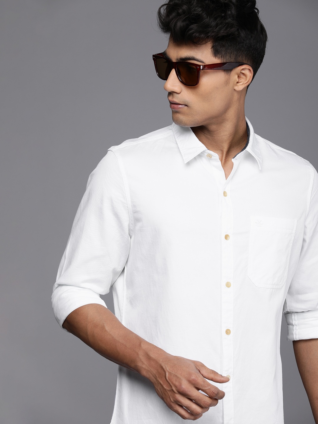 

WROGN Men White Slim Fit Opaque Casual Shirt